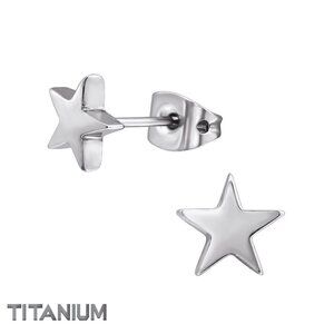 Titanium Star Ear Studs Hypoallergenic 7mm Earrings